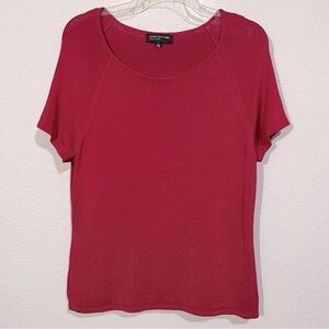 Jones New York Collection Cranberry Red Crew Neck Short Sleeve  Pullover Sweater